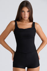 The Drape Neck-Black Corset Top