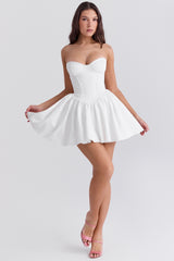 Katherine-White Strapless Corset Mini Dress