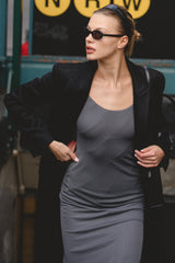 Remi-Black Single Breasted Long Coat