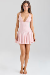 Samida-Pink Satin Corset Mini Dress