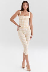 Carella-Gingerbread Gingham Capri Trousers