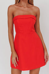 Laviniah Foldover Strapless Mini Dress Red