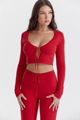 Perla-Cherry Ribbed Knit Top - SALE