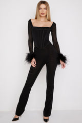 Stella-Black Mesh Trimmed Corset