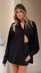 Charla Button Up Top - Black