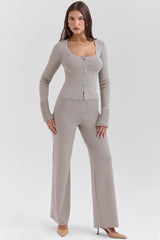 Hunter-Grey Cashmere Straight Leg Trousers
