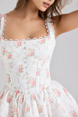 Sade-Rose Print Stretch Cotton Mini Dress