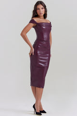 Raven-Mulberry Vegan Leather Corset Dress