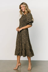Pele Tiered Midi Dress | Black Floral