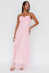 Calla Sweetheart Neckline Hail Spot Midi Dress Pink