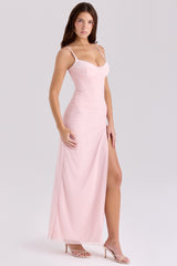 Lini-Soft Pink Mesh Maxi Dress