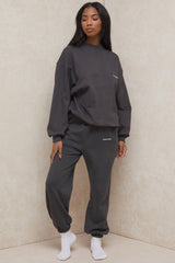 Sky-Charcoal Fleece Back Jogging Trousers