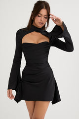 Toira-Black Draped Corset Dress