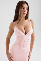 Romy-Pink Mesh Bodycon Maxi Dress