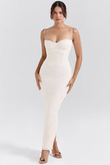 Elinor-Cream Tea Frill Lace Midi Dress