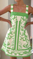 Maegan Mini Dress - Sage / Cream