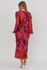 Aurora Dreams Cut-Out Waist Midi Dress Dark Rose